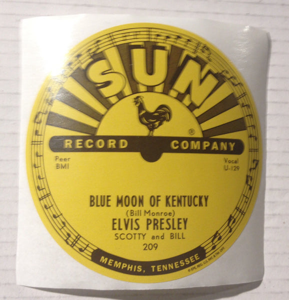Elvis Presley - Blue Moon of Kentucky - Sun Records 78 RPM Sticker