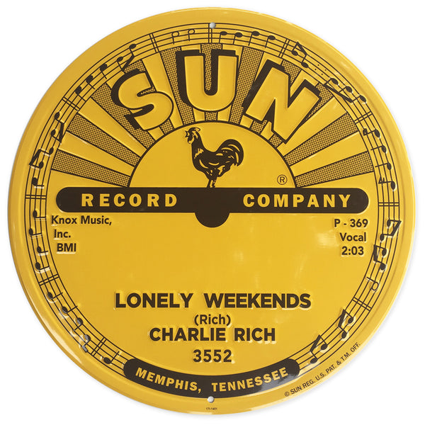 Charlie Rich - Lonely Weekends - Sun Records 12 X 12 Sign