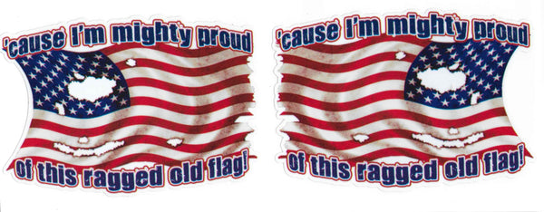 Cause I'm mighty proud of this ragged old flag! Left and Right Sticker Set