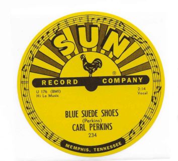 Carl Perkins - Blue Suede Shoes - Sun Records 78 RPM Sticker
