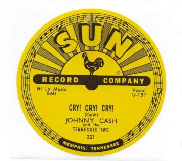 Johnny Cash - Cry Cry Cry - Sun Records 78 RPM Sticker