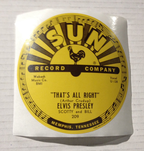 Elvis Presley - That's All Right Mama - Sun Records 78 RPM Sticker