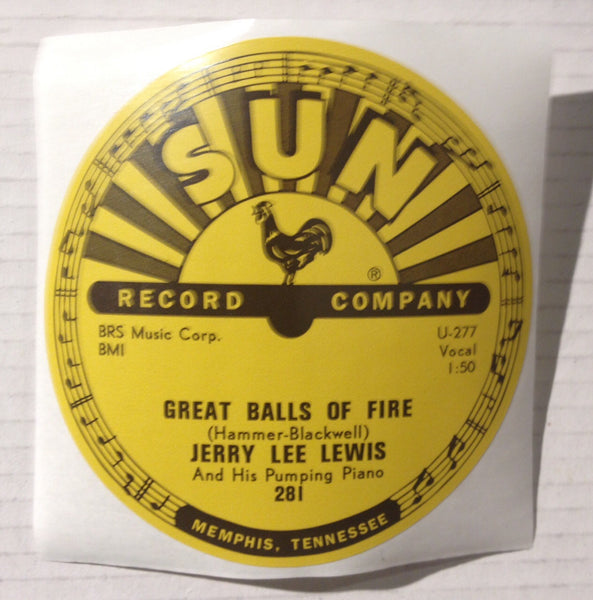 Jerry Lee Lewis - Great Balls of Fire - Sun Records 78 RPM Sticker