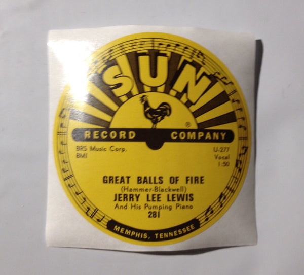 Jerry Lee Lewis - Great Balls of Fire - Sun Records 78 RPM Sticker