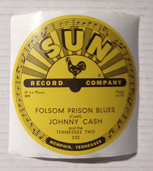 Johnny Cash - Folsom Prison Blues - Sun Records 78 RPM Sticker