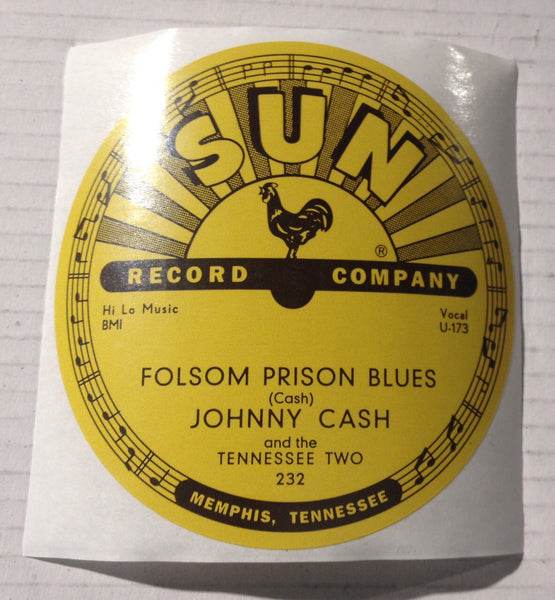 Johnny Cash - Folsom Prison Blues - Sun Records 78 RPM Sticker